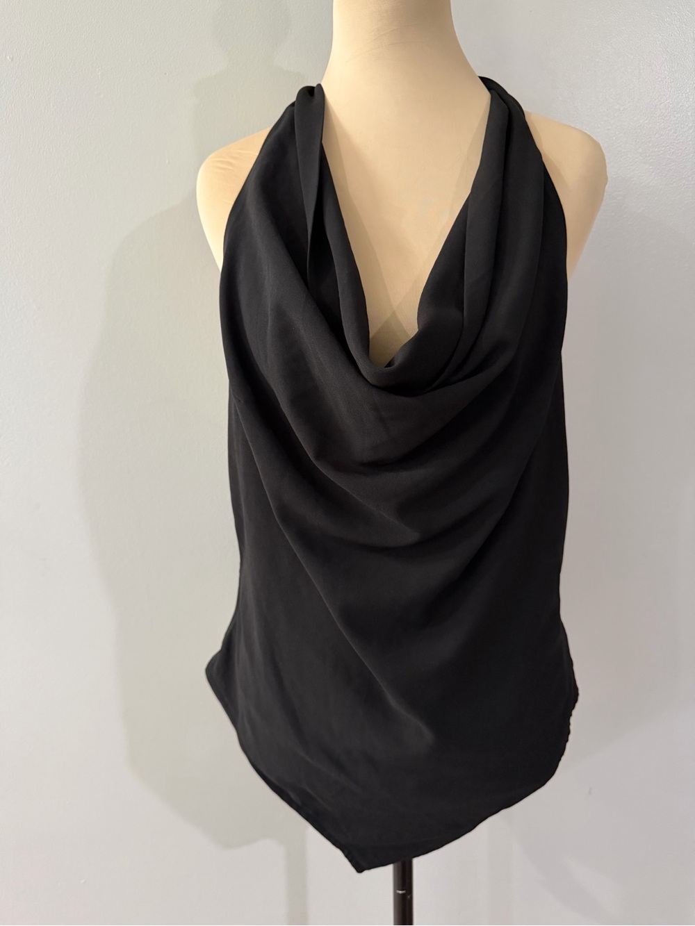 NWT Astr Black Halter Cowl Neck Adjustable Open Back Women's Thong Body Suit